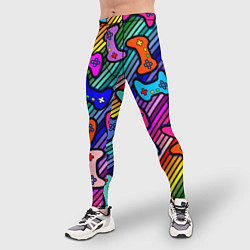 Тайтсы мужские Многоцветные полоски с джойстиками, цвет: 3D-принт — фото 2
