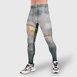 Тайтсы мужские Абстрактный серый туман и золотая краска, цвет: 3D-принт — фото 2
