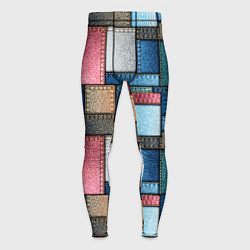 Тайтсы мужские Джинсовые лоскуты - пэчворк, цвет: 3D-принт