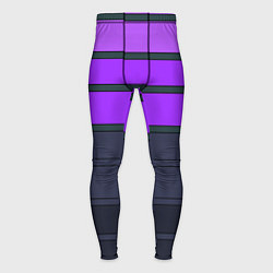 Тайтсы мужские Полосатый узор в серых и фиолетовых тонах, цвет: 3D-принт