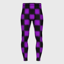 Тайтсы мужские Фиолетовый черный узор Шахматка, цвет: 3D-принт
