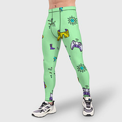 Тайтсы мужские Паттерн - геймер, цвет: 3D-принт — фото 2