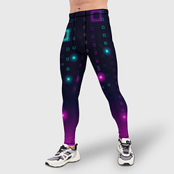 Тайтсы мужские Светящиеся неоновые квадраты, цвет: 3D-принт — фото 2