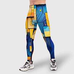 Тайтсы мужские Синие и жёлтые фигуры, цвет: 3D-принт — фото 2