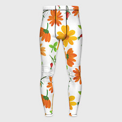Тайтсы мужские Orange flowers, цвет: 3D-принт