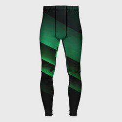 Тайтсы мужские Черно зеленые полосы, цвет: 3D-принт