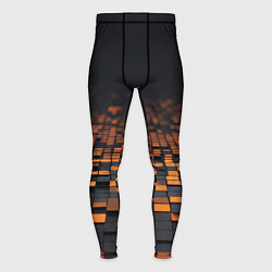 Тайтсы мужские Черные и оранжевые пиксели, цвет: 3D-принт