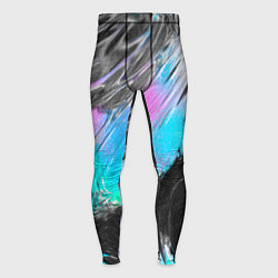 Мужские тайтсы Акварельные чёрные голубые розовые разводы