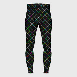 Тайтсы мужские Разноцветные линии на черном, цвет: 3D-принт