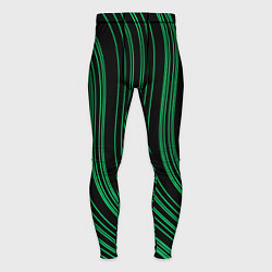 Тайтсы мужские Абстракция зелёные линии на чёрном, цвет: 3D-принт