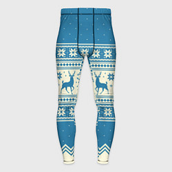 Тайтсы мужские Sweater with deer on a blue background, цвет: 3D-принт