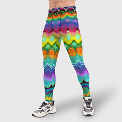 Тайтсы мужские Разноцветные волнистые узоры, цвет: 3D-принт — фото 2
