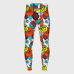 Тайтсы мужские Цветочное разноцветье, цвет: 3D-принт