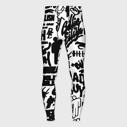 Тайтсы мужские Билли Айлиш автографы черно белый, цвет: 3D-принт