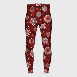 Мужские тайтсы Snowflakes on a red background