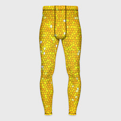 Тайтсы мужские Веселая мозаика желтая, цвет: 3D-принт