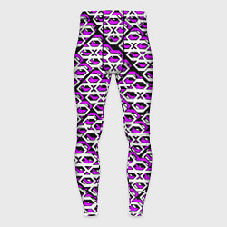 Тайтсы мужские Фиолетово-белый узор на чёрном фоне, цвет: 3D-принт