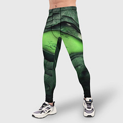 Тайтсы мужские Разрез на зеленой абстракции, цвет: 3D-принт — фото 2