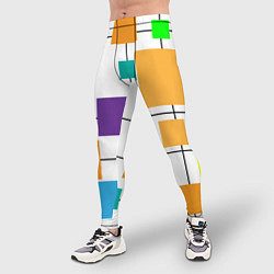 Тайтсы мужские Разноцветные квадраты паттерны, цвет: 3D-принт — фото 2