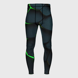Тайтсы мужские Abstract dark green geometry style, цвет: 3D-принт