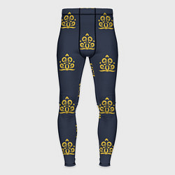 Мужские тайтсы Желтый винтажный орнамент на темном синем