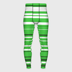 Тайтсы мужские Бело-зелёный в полоску, цвет: 3D-принт