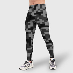 Тайтсы мужские Камуфляжные пиксели блэк, цвет: 3D-принт — фото 2
