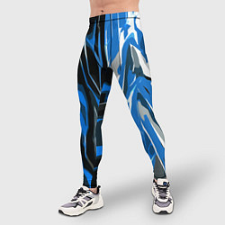 Тайтсы мужские Синяя абстракция на чёрно-белом фоне, цвет: 3D-принт — фото 2