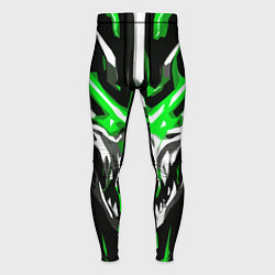 Тайтсы мужские Абстрактный белый череп и зелёные полосы, цвет: 3D-принт