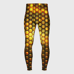 Тайтсы мужские Металлические соты - роскошный блеск золота, цвет: 3D-принт
