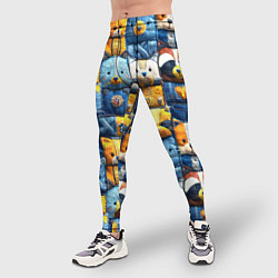 Тайтсы мужские Пэчворк с мордашками енотов, цвет: 3D-принт — фото 2
