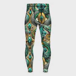 Мужские тайтсы Паттерн зеленые темные змеи