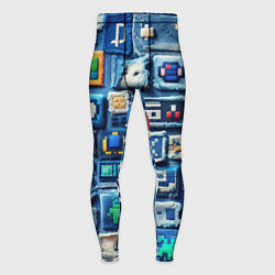 Мужские тайтсы Пэчворк с геймерскими знаками