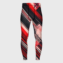 Мужские тайтсы Красные диагональные полосы на чёрном фоне
