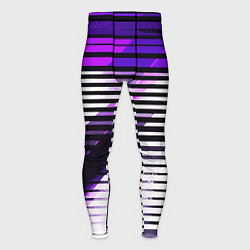 Тайтсы мужские Фиолетово-чёрные полосы на белом фоне, цвет: 3D-принт