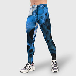 Тайтсы мужские Сине-белая абстрактная структура, цвет: 3D-принт — фото 2