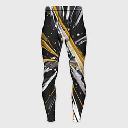 Тайтсы мужские Чёрно-жёлто-белая абстракция, цвет: 3D-принт