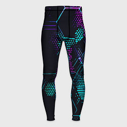 Тайтсы мужские Розово-голубые точки и линии на чёрном фоне, цвет: 3D-принт