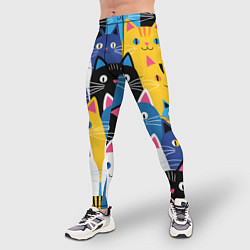 Тайтсы мужские Много цветных котиков, цвет: 3D-принт — фото 2