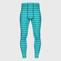 Тайтсы мужские Полосатый сине-зелёный, цвет: 3D-принт