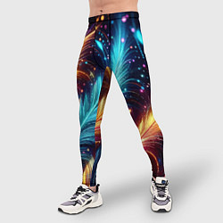 Тайтсы мужские Неоновые разноцветные перья, цвет: 3D-принт — фото 2