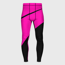 Тайтсы мужские Розовый с чёрным двуцветный с полосой, цвет: 3D-принт