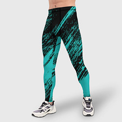 Тайтсы мужские The color is black and light blue, цвет: 3D-принт — фото 2