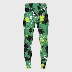 Тайтсы мужские Кляксы на зелёном, цвет: 3D-принт