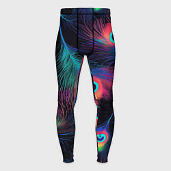 Тайтсы мужские Павлиньи перья - разные оттенки, цвет: 3D-принт
