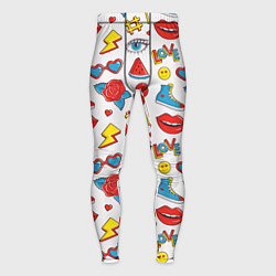 Тайтсы мужские Паттерн с яркими молодежными стикерами, цвет: 3D-принт