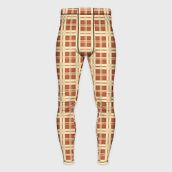 Тайтсы мужские Светлый коричневый простая клетка, цвет: 3D-принт