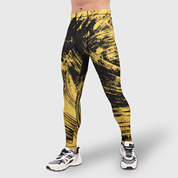 Тайтсы мужские Песочная краска на черном фоне, цвет: 3D-принт — фото 2