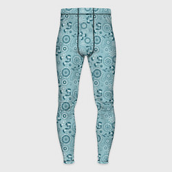 Тайтсы мужские Бирюзовый деревенский узор ретро, цвет: 3D-принт