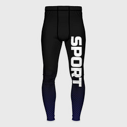 Тайтсы мужские Sport чёрно-синий текстурный, цвет: 3D-принт